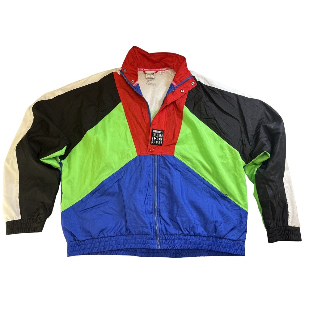 Puma Tailored for Sport Colorblock Windbreaker Jacket Mens Medium Multicolor
